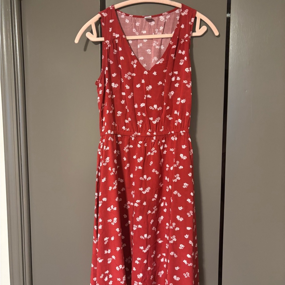 Red Floral Sleeveless Dress
